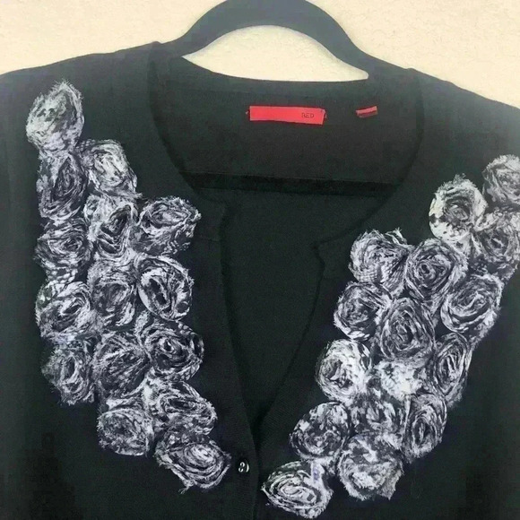 2/$25 RED Cardigan With Flowers - Picture 2 of 6